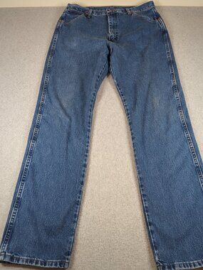 Wrangler Jeans Men's 35x34 (Actual 34x34) Blue Cowboy Cut Straight 1013MWZGK